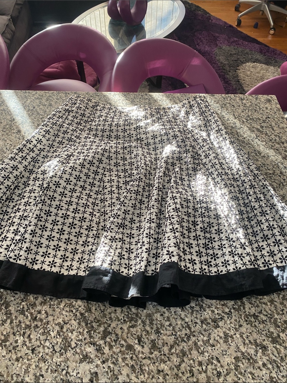 NY Collection Black and White Circle Skater Skirt